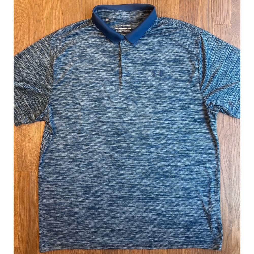 Under Armour Mens XXL Blue Space Dye Performance Polo Shirt Short Sleeve Loose